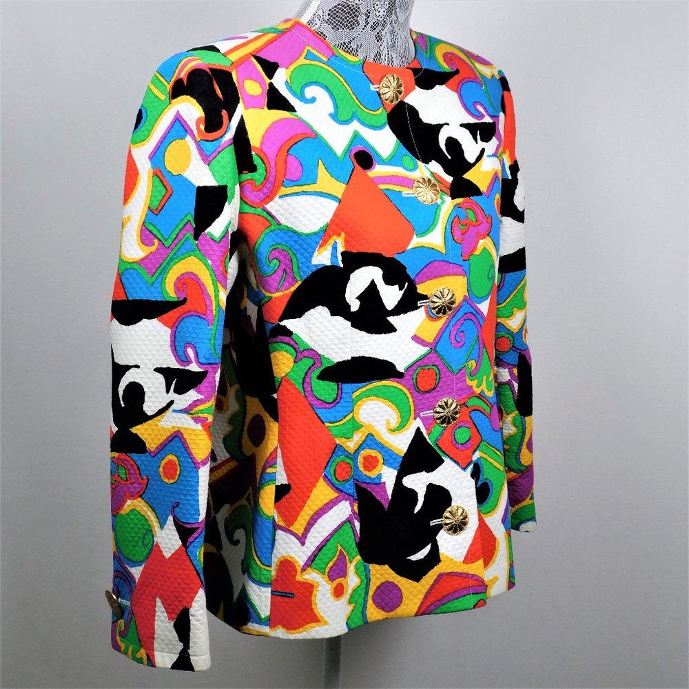 Givenchy Couture Vibrant Color Abstract Jacket 42 - Picture 2 of 7